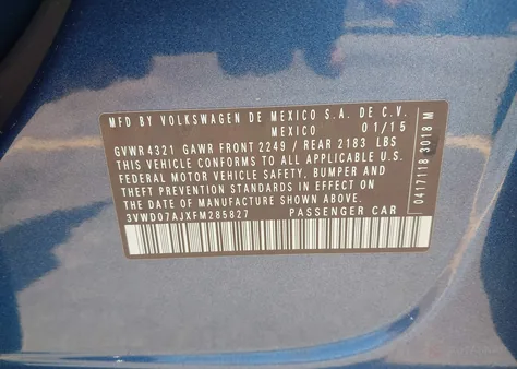 3VWD07AJXFM285827